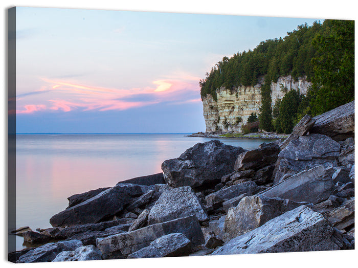 Lake Michigan Sunset Cliffs Wall Art as a canvas print