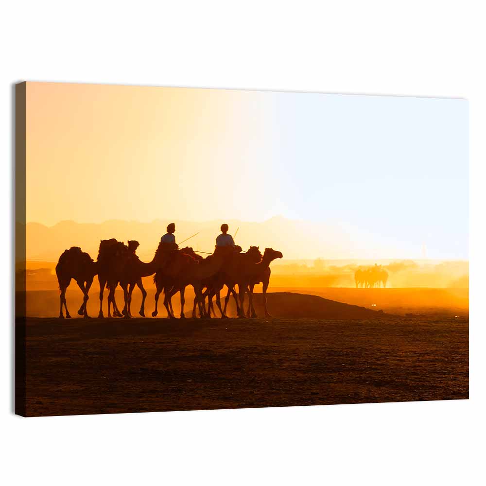 Omani Camel Riders Wall Art, canvas print, landscape