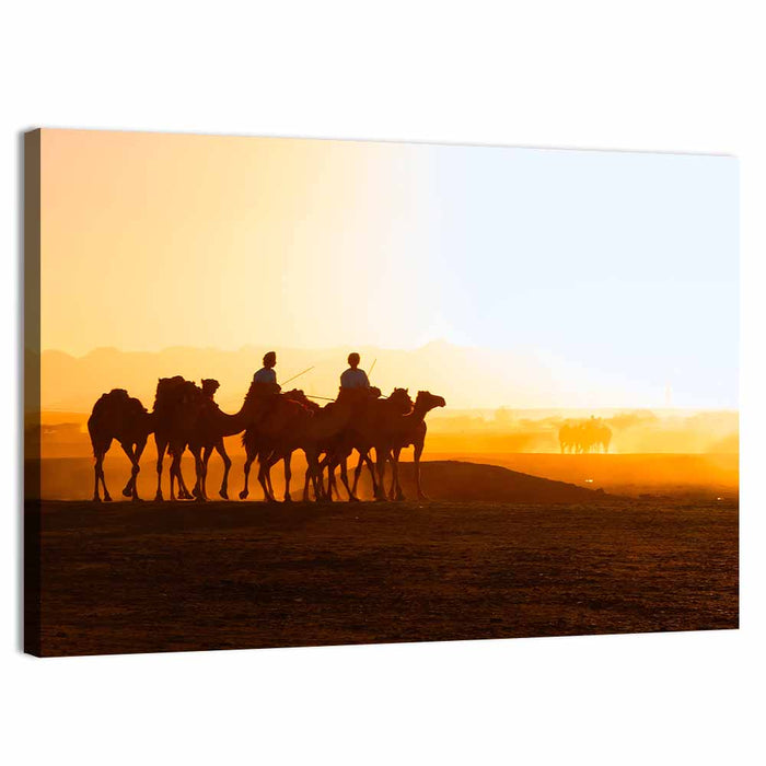 Omani Camel Riders Wall Art as a canvas print