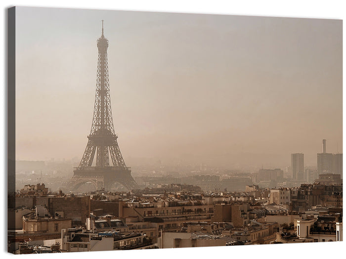 Eiffel Tower Over Paris Rooftops Wall Art as a canvas print