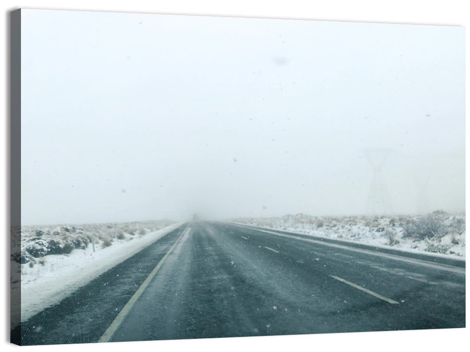Foggy Winter Mountain Road Wall Art, canvas print, landscape