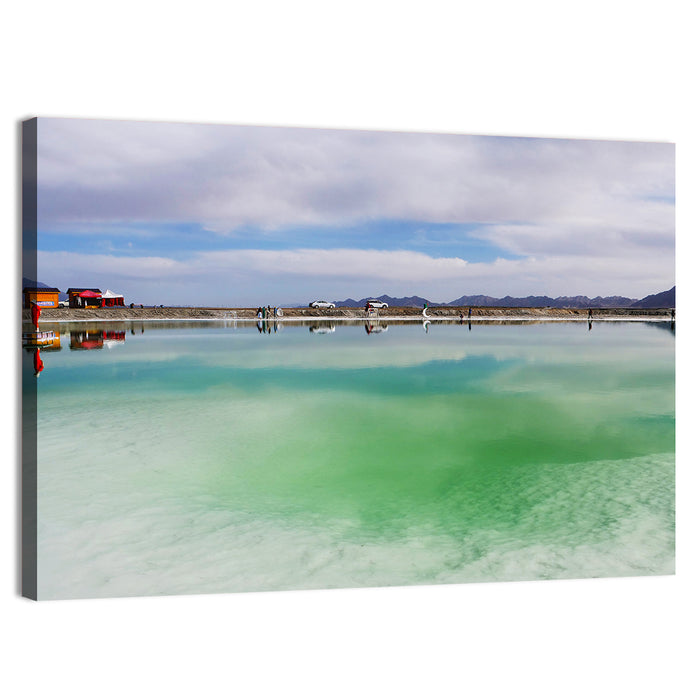 Emerald Salt Lake Wall Art as a canvas print