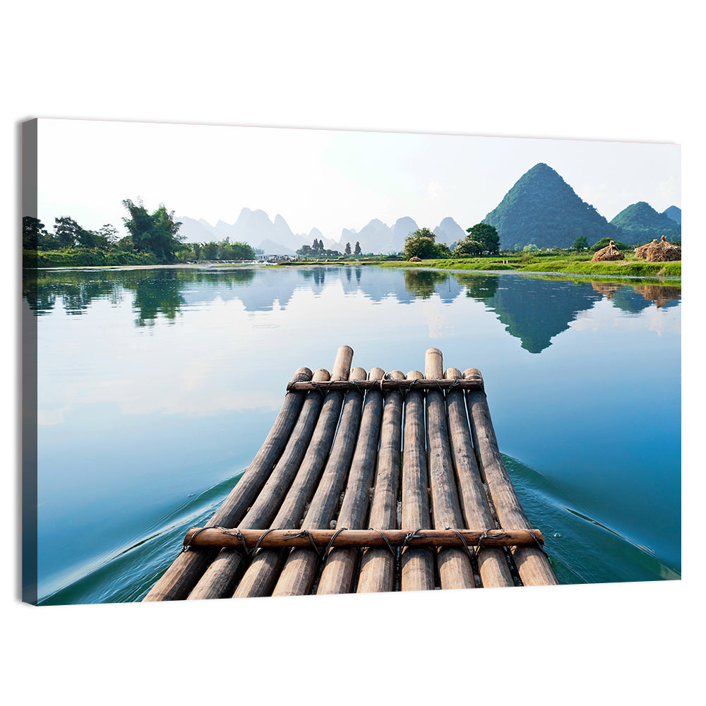 Li River Bamboo Raft, Guilin Wall Art, canvas print, landscape