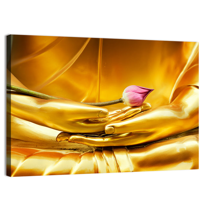 Buddha Hands with Lotus Wall Art as a canvas print