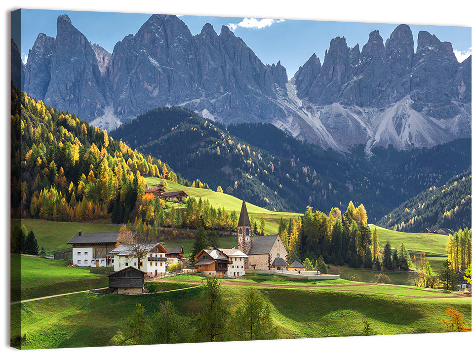 Santa Maddalena Autumn Village Wall Art, canvas print, landscape
