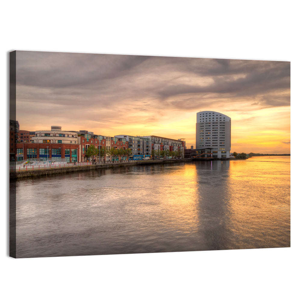 Limerick Riverside at Dusk Wall Art, canvas print, landscape