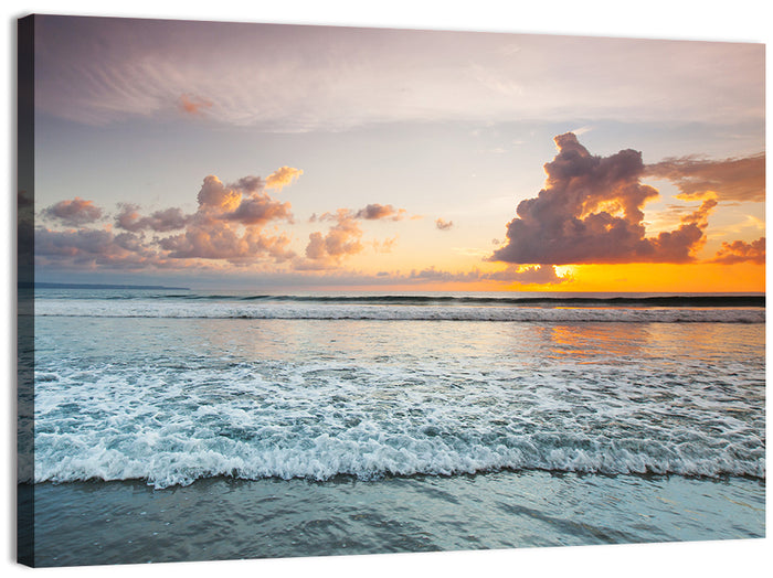 Golden Hour Beach Sunset Surf Wall Art as a canvas print