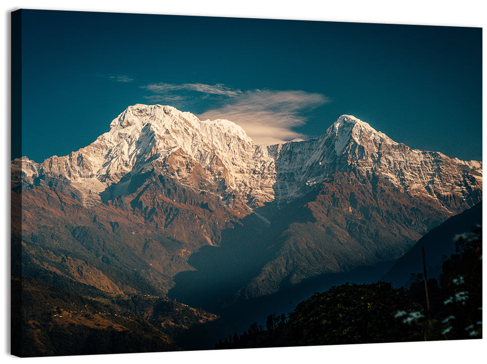 Annapurna South Summit with Wispy Clouds Wall Art, canvas print, landscape