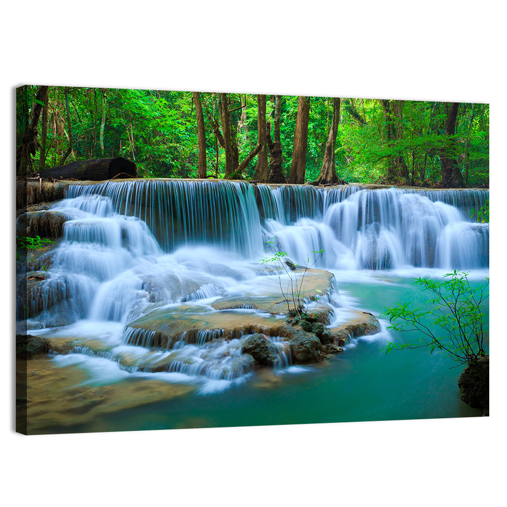Huay Ma Khamin Erawan Waterfall Wall Art, canvas print, landscape