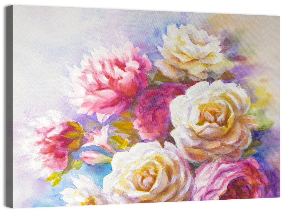 Watercolor Peony Bouquet Wall Art, canvas print, landscape