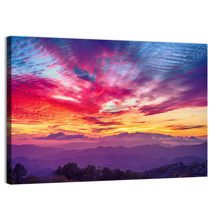 Golden Dusk Cloud Mountains Wall Art as a canvas print