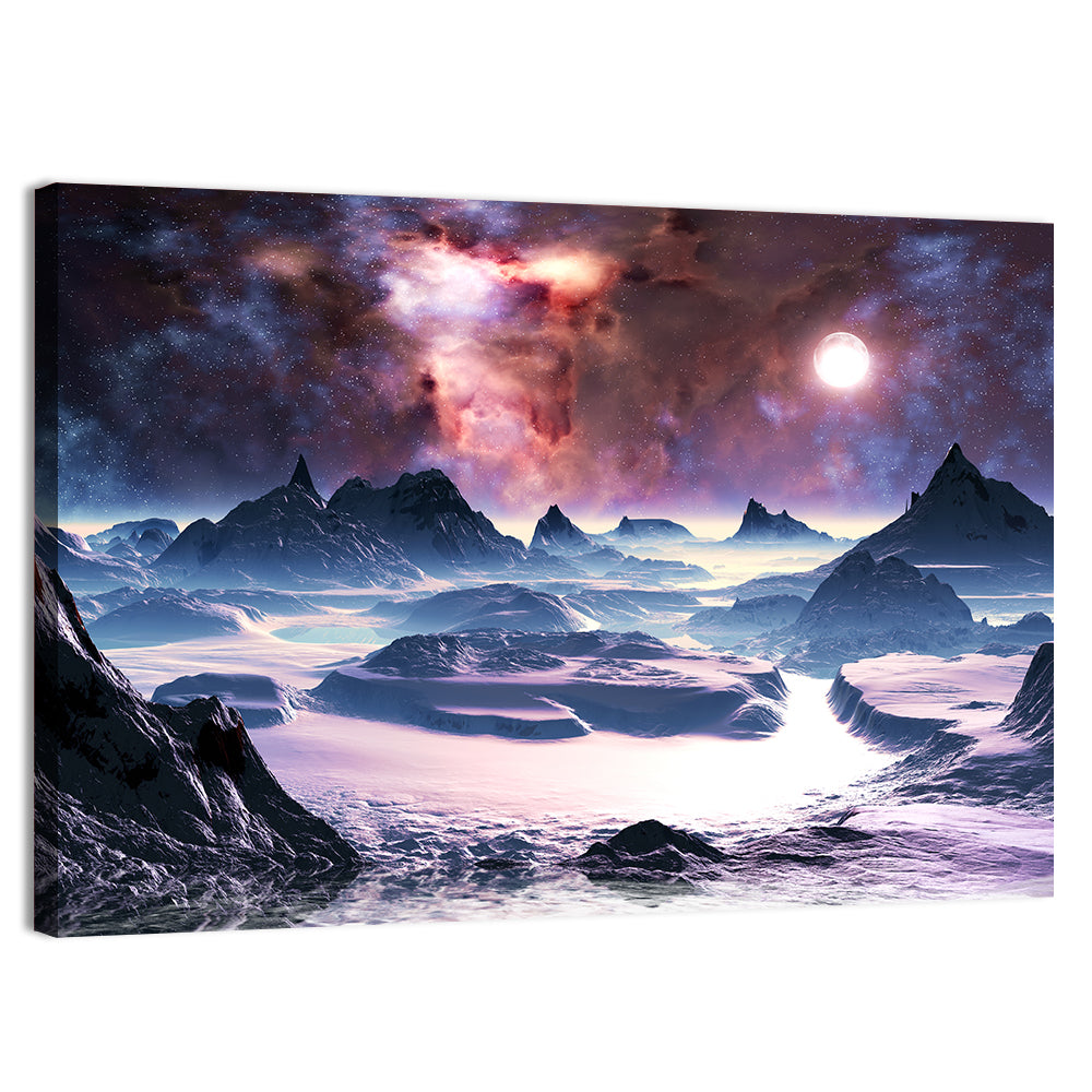 Alien Planet Winter Aurora Wall Art, canvas print, landscape