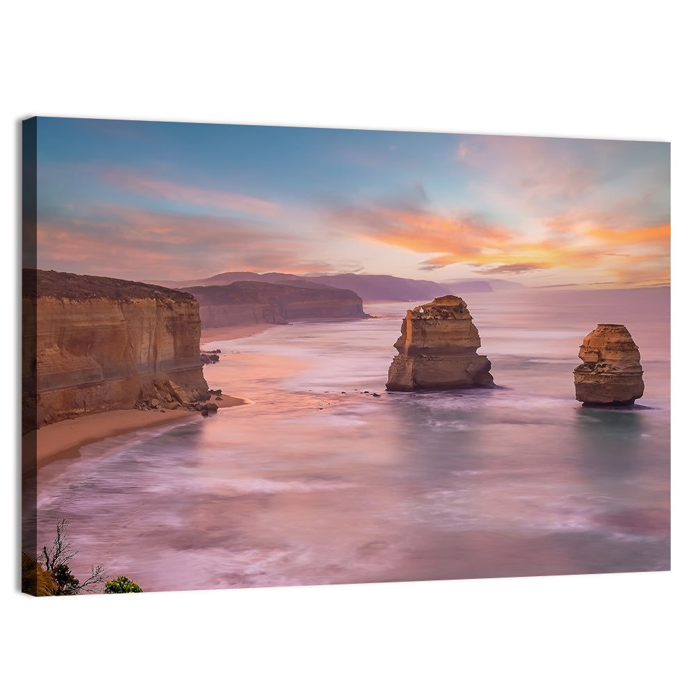 Twelve Apostles Sunset Sea Stacks Wall Art, canvas print, landscape