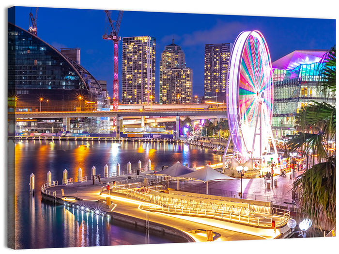 Darling Harbour Nightscape Wall Art as a canvas print