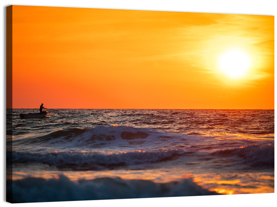 Sunset Fisherman Wall Art, canvas print, landscape