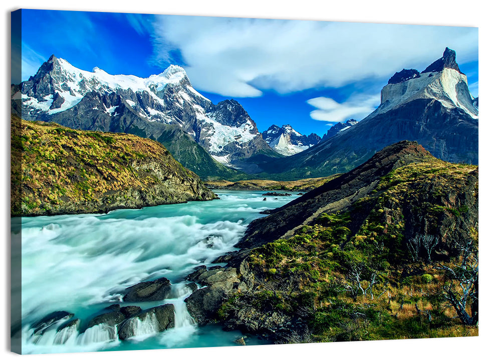 Torres Del Paine Glacier Stream Wall Art, canvas print, landscape