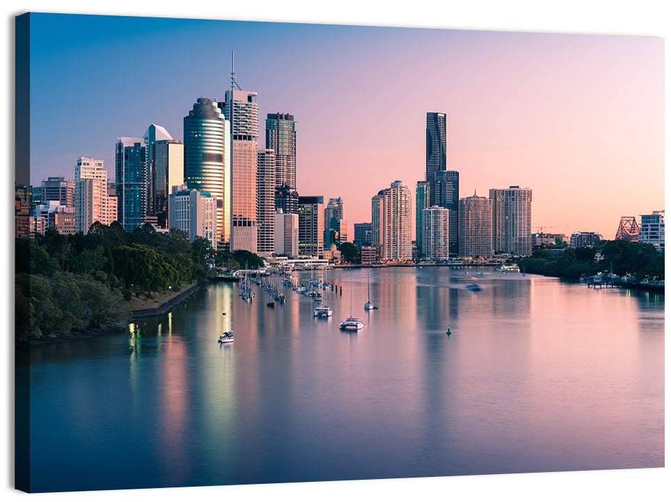 Brisbane River Skyline at Dusk Wall Art, canvas print, landscape