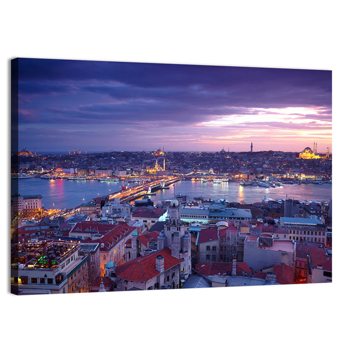 Istanbul Twilight Skyline Wall Art as a canvas print