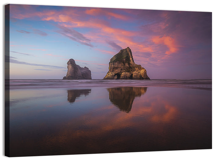 Wharariki Beach Sunrise Wall Art as a canvas print
