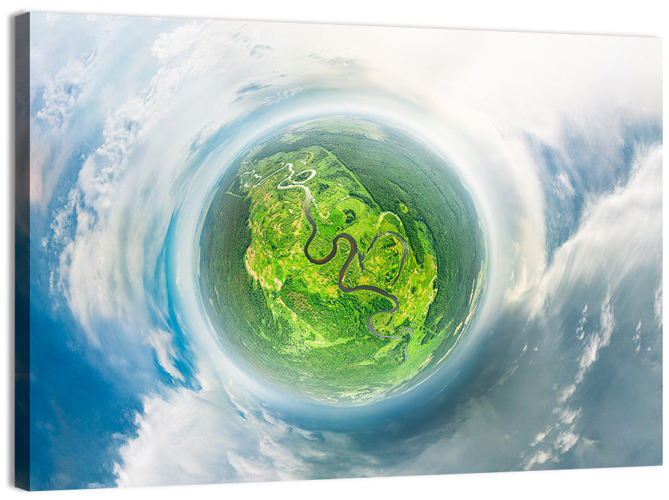 Spherical Forest from Space Wall Art, canvas print, landscape