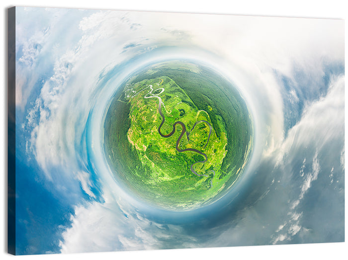 Spherical Forest from Space Wall Art as a canvas print
