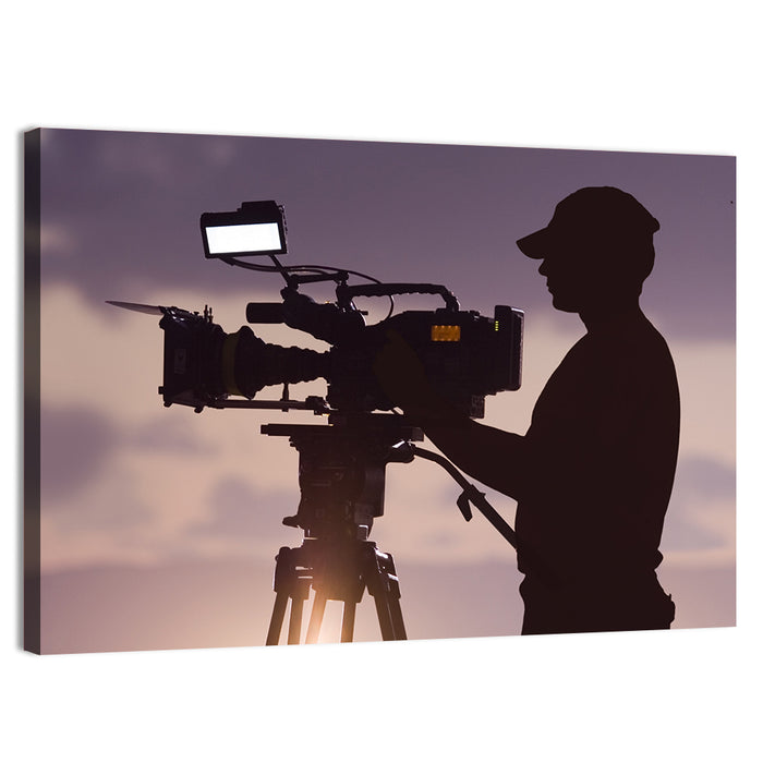 Cameraman Silhouette at Dusk Wall Art as a canvas print
