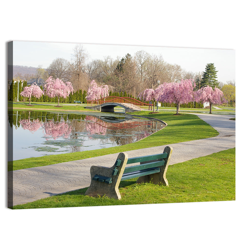 Harrisburg Park Cherry Blossoms Wall Art, canvas print, landscape
