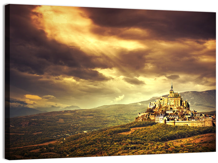Mont-saint-michel Castle at Dusk Wall Art as a canvas print
