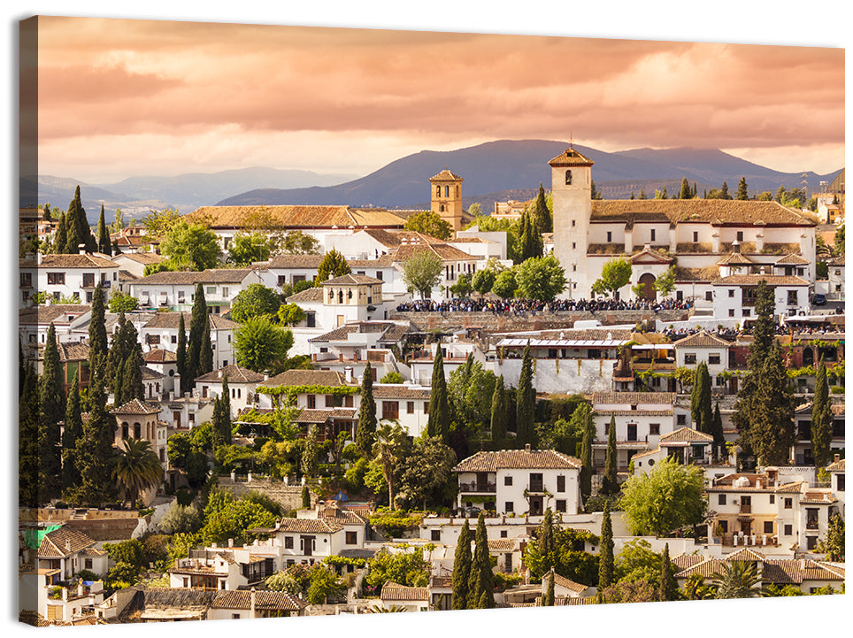 Granada Albaicín Sunset Cityscape Wall Art, canvas print, landscape