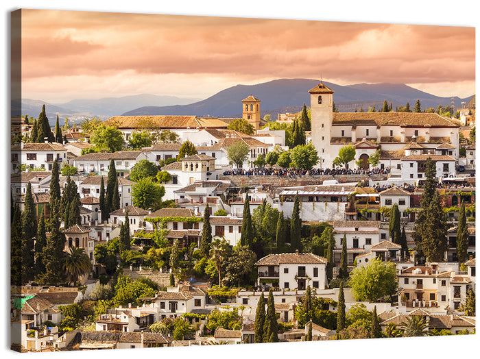 Granada Albaicín Sunset Cityscape Wall Art as a canvas print