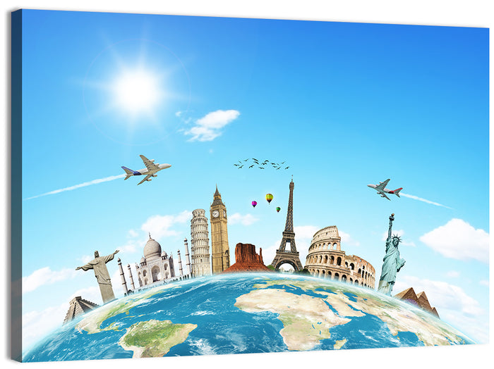 World Monuments Montage Wall Art as a canvas print