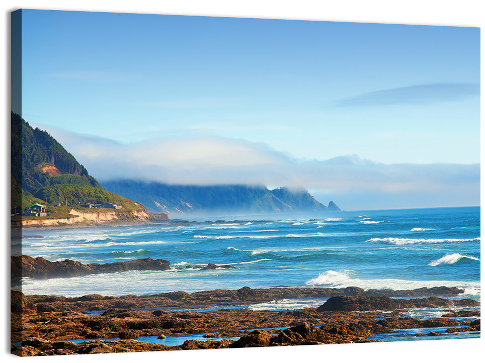 Misty Oregon Coast Tide Pools Wall Art, canvas print, landscape