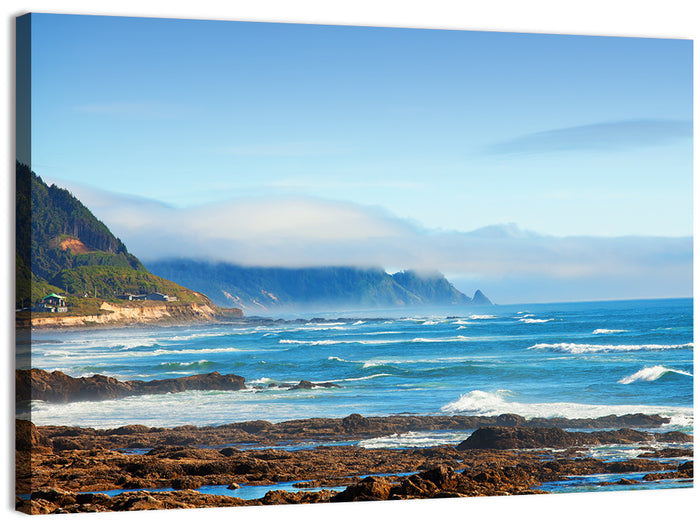 Misty Oregon Coast Tide Pools Wall Art as a canvas print