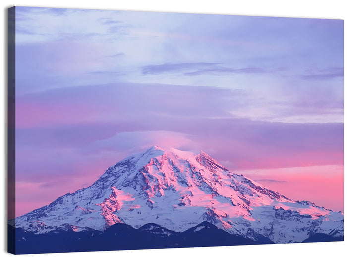 Mount Rainier Alpenglow with Lenticular Cloud Wall Art as a canvas print