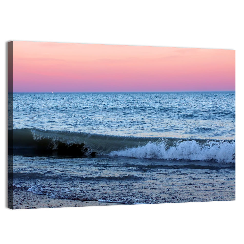 Lake Michigan Sunset with Sailboat Wall Art, canvas print, landscape
