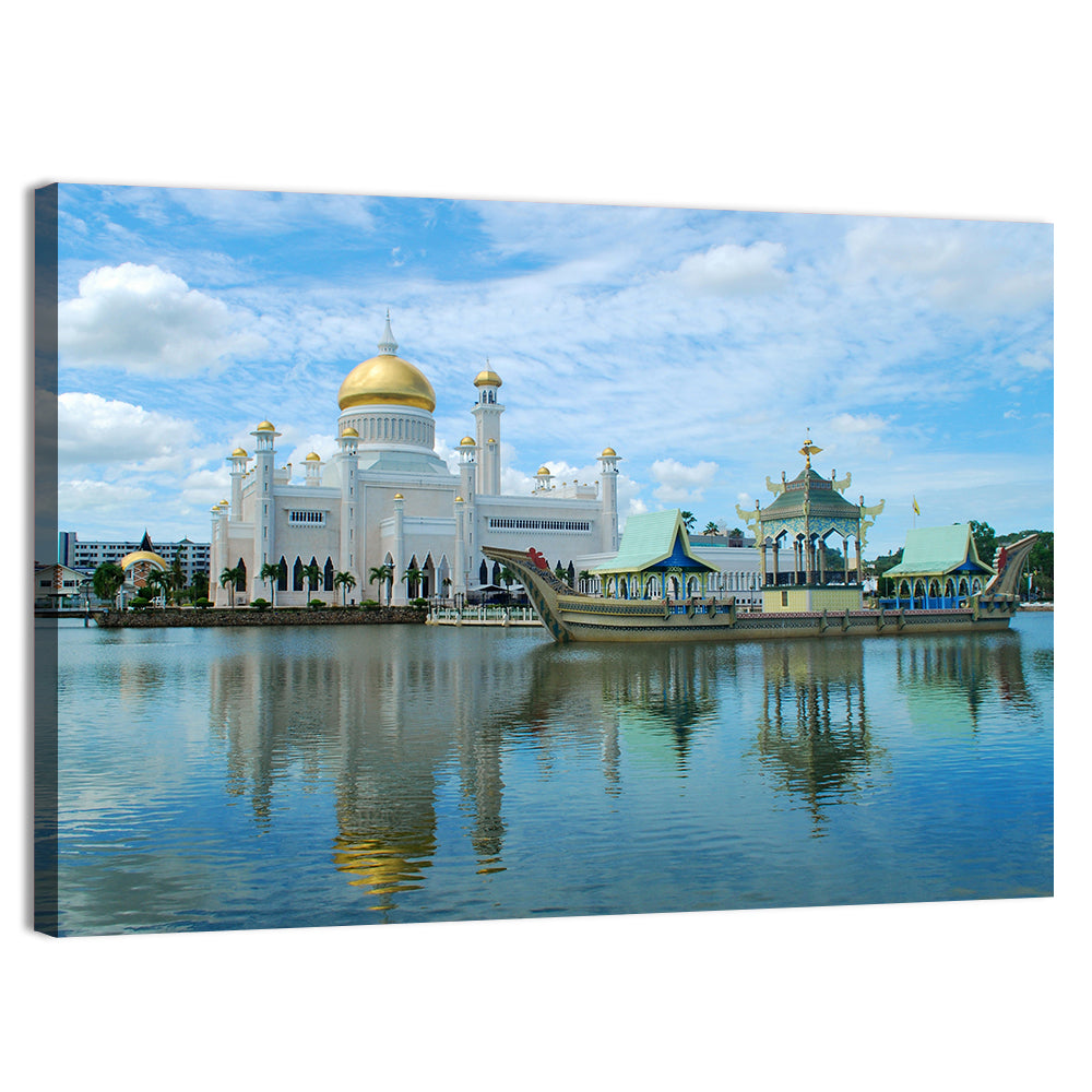 Sultan Omar Ali Saifuddien Mosque Wall Art, canvas print, landscape
