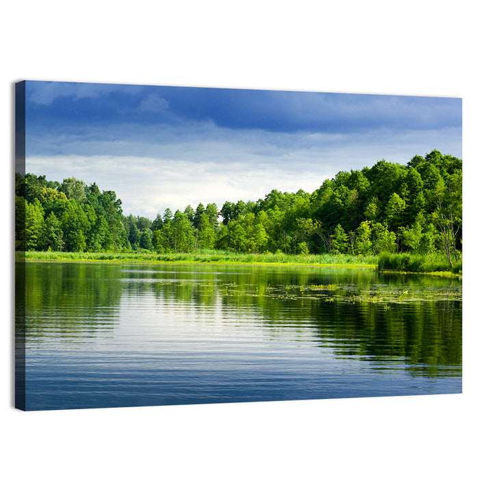 Mazury Forest Lake Wall Art as a canvas print