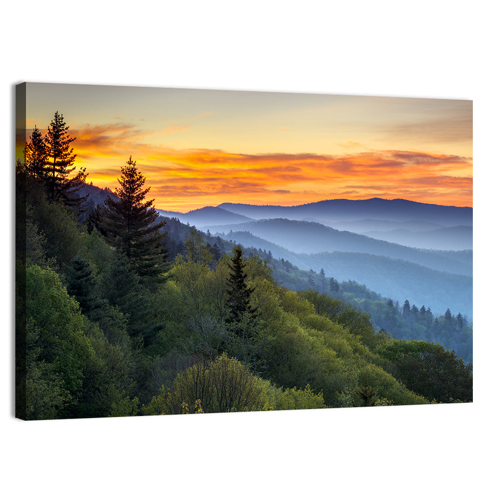 Great Smoky Mountains Sunset Wall Art, canvas print, landscape