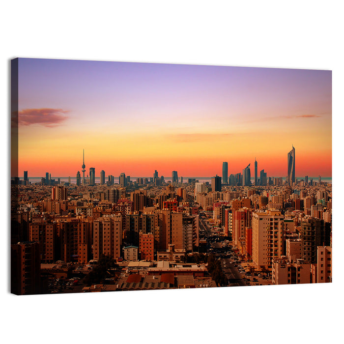 Kuwait City Skyline at Dusk Wall Art as a canvas print