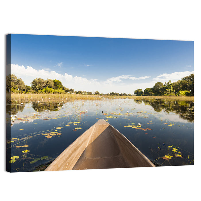 Mokoro Canoe in Okavango Delta Wall Art as a canvas print