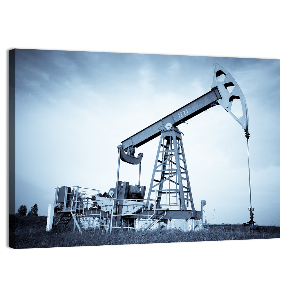 Oil Pump Jack 1211 Wall Art, canvas print, landscape