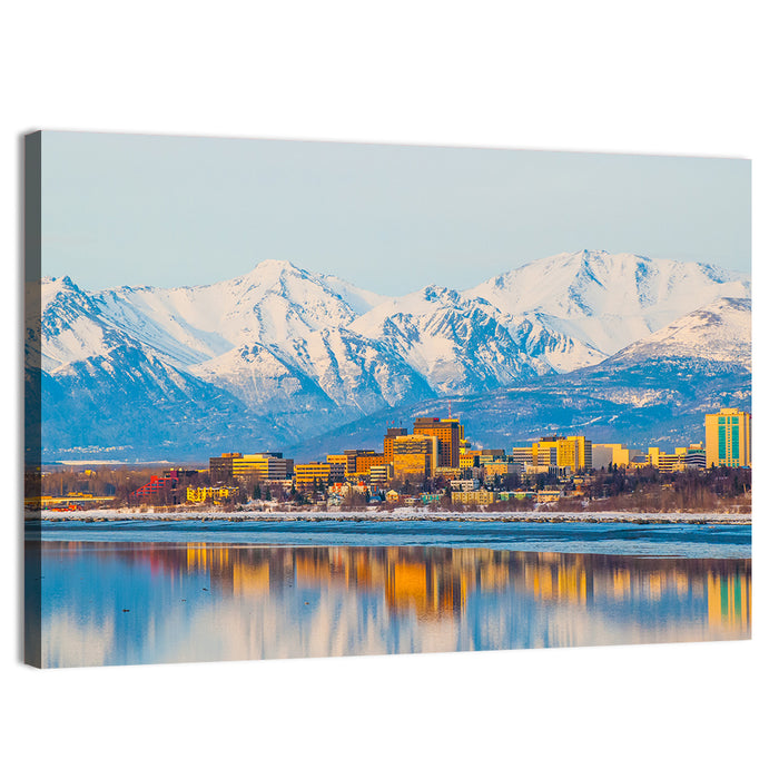 Anchorage Morning Skyline Wall Art as a canvas print
