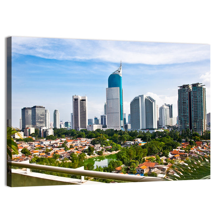 Jakarta Skyline with Wisma 46 Wall Art as a canvas print