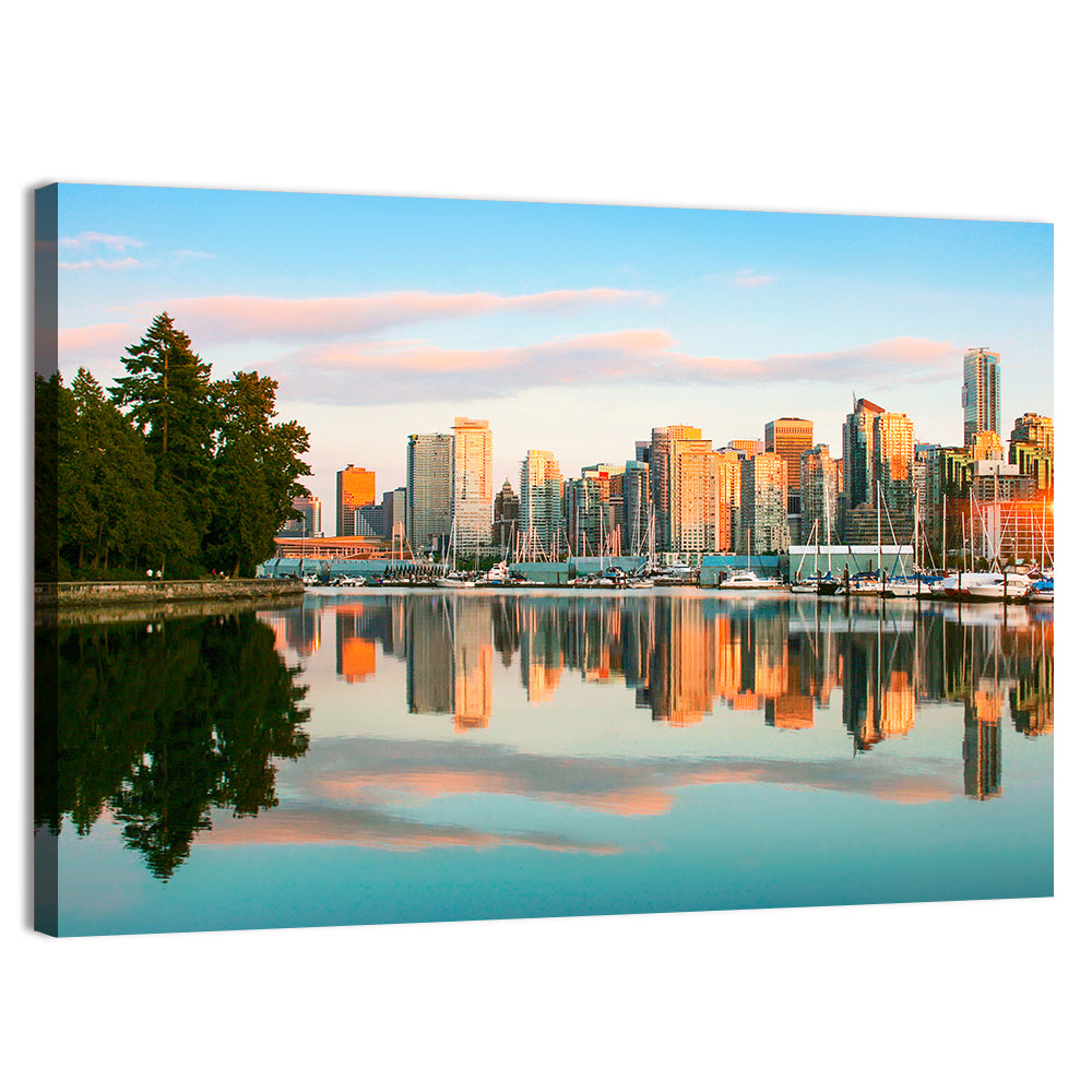 Vancouver Skyline at Coal Harbour Wall Art, canvas print, landscape