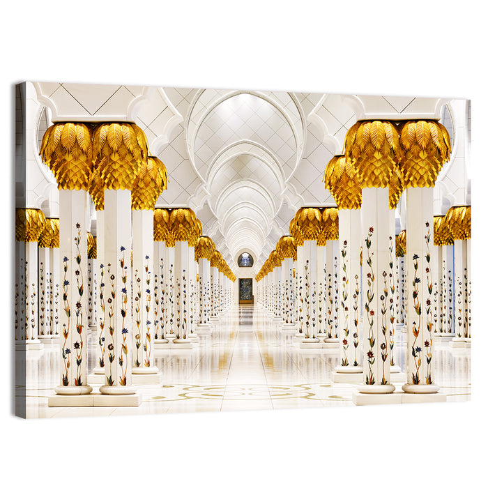 Sheikh Zayed Grand Mosque Colonnade Wall Art as a canvas print