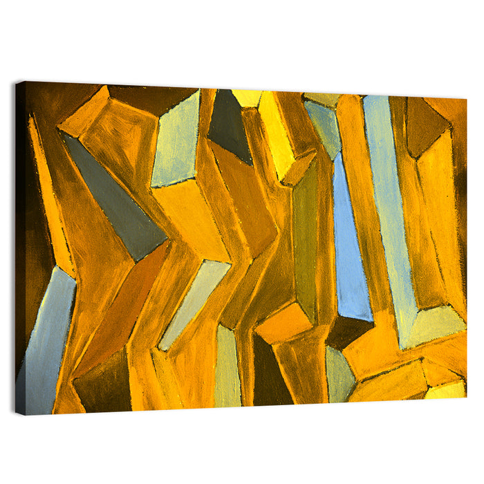 Golden Blocks Abstract Wall Art as a canvas print