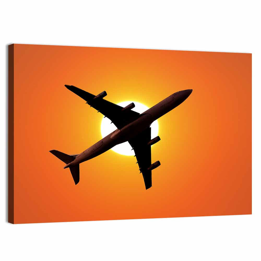 Sunrise Airplane Silhouette Wall Art, canvas print, landscape