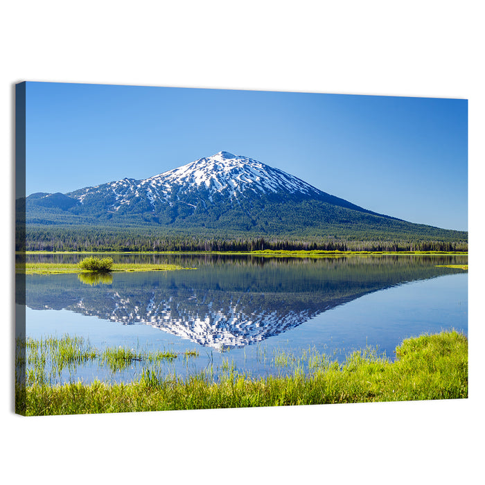 Mount Bachelor Lake Reflection Wall Art as a canvas print