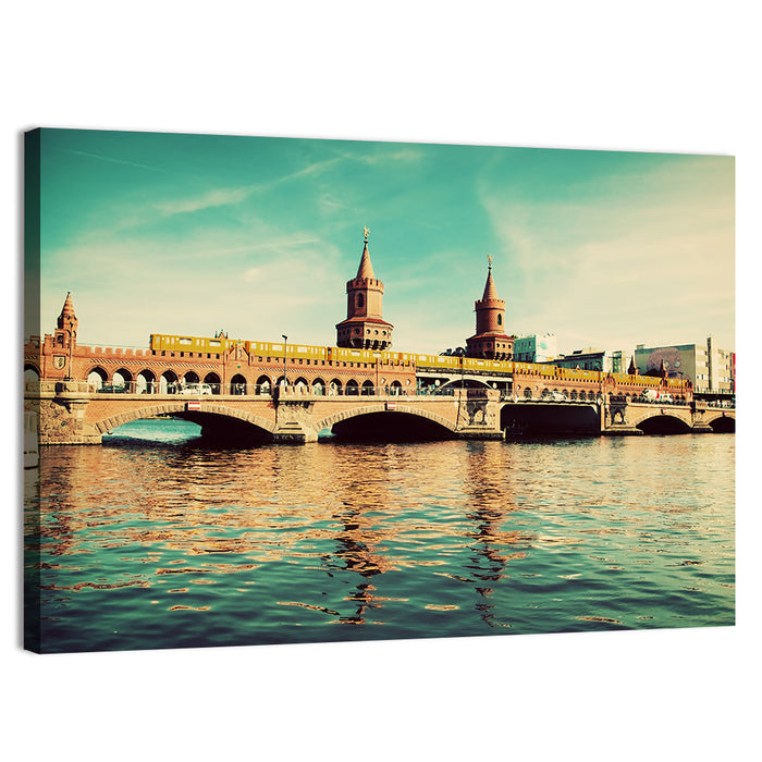 Oberbaum Bridge with Yellow Train Wall Art as a canvas print