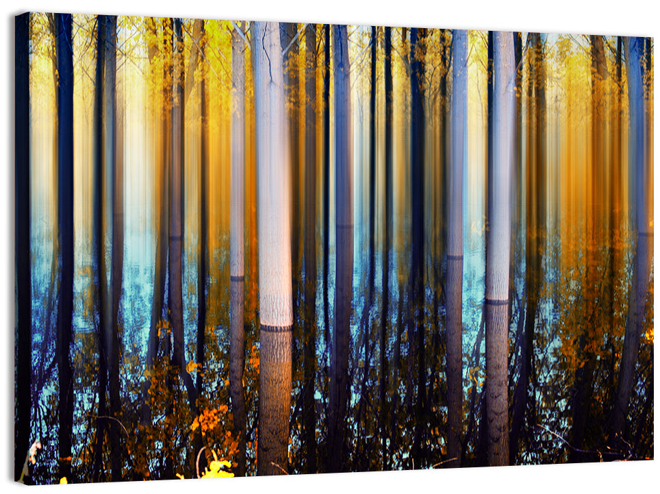 Ethereal Autumn Forest Reflection Abstract Wall Art, canvas print, landscape